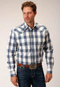 ROPER Mens Amarillo Collection Plaid Blue Shirt