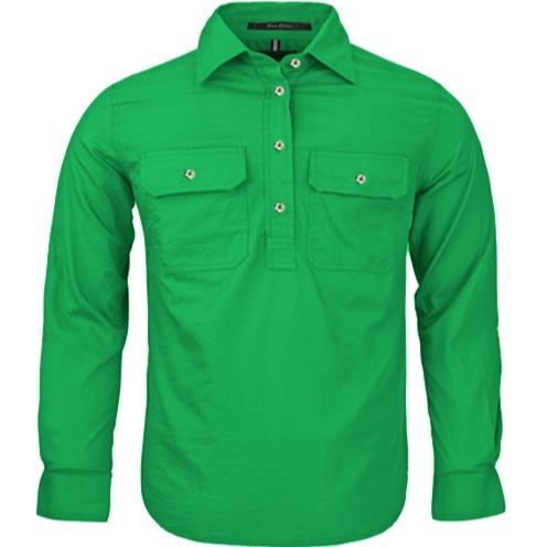 Kid Pilbara C/F L/S Shirt Kelly Green