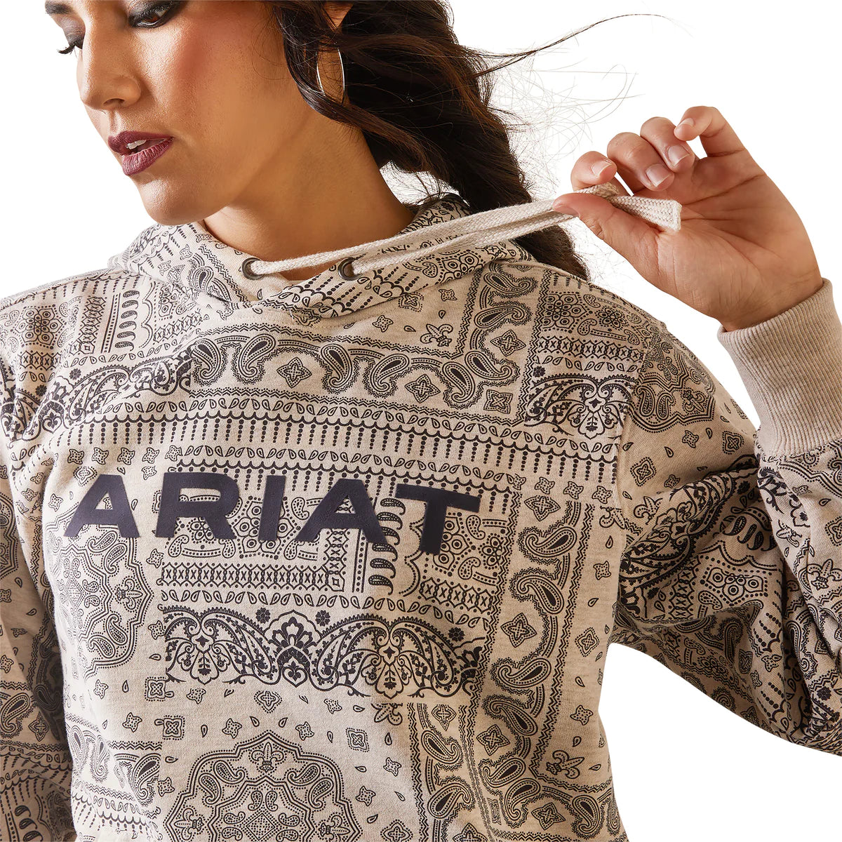 Ariat Real Paisley Hoodie - Oatmeal/Periscope Paisley Print