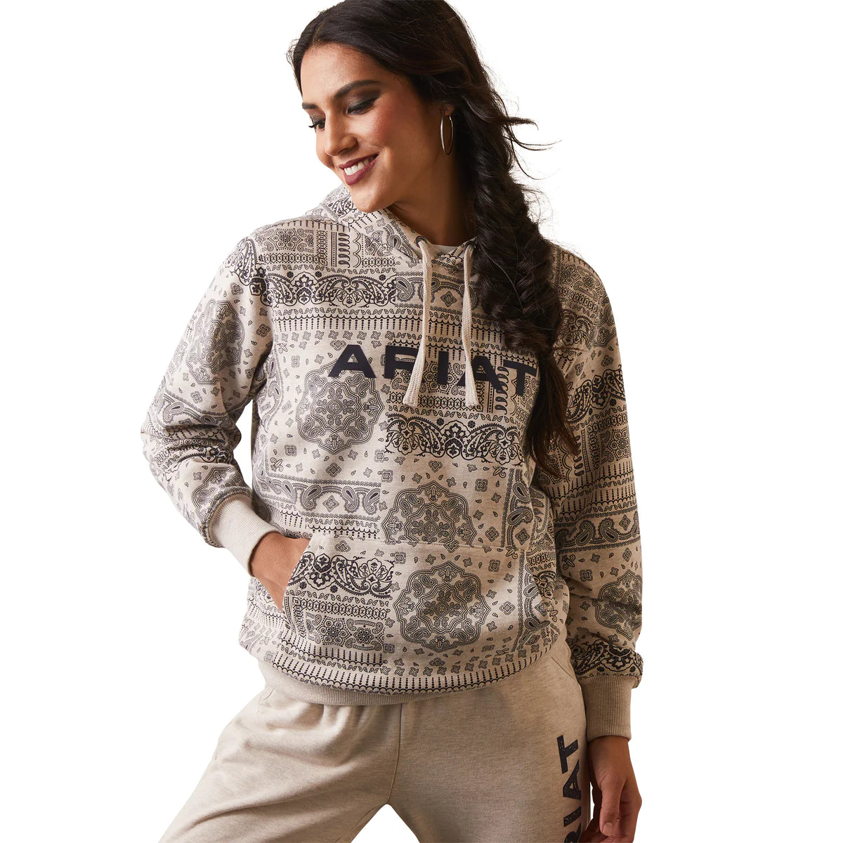 Ariat Real Paisley Hoodie - Oatmeal/Periscope Paisley Print