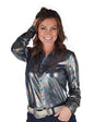 Cowgirl Tuff - Pullover Button Up (Multicolor Oil Print Lightweight Stretch Jersey)