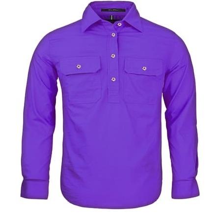 Kids Pilbara C/Front L/S Shirt Purple