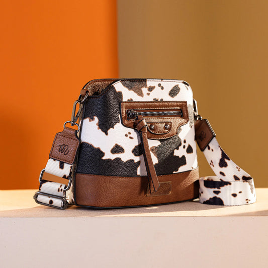 Wrangler Cow Print Crossbody Bag - Brown