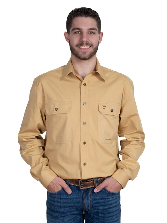 Just Country EVAN Full Button Work Shirt Sand