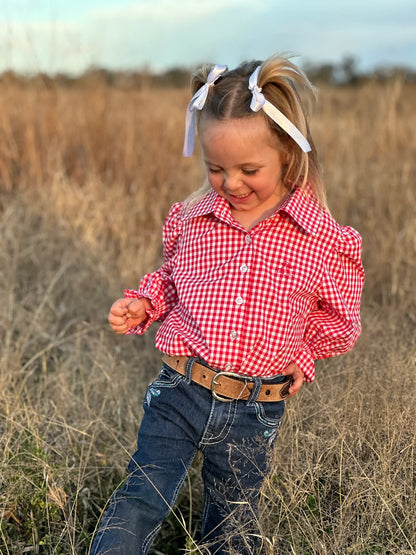 Black Colt Clothing Girls Alina Long Sleeve Shirt - Red Check