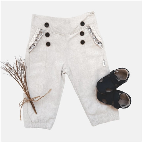 Love Henry Baby Girls Harem Pants - Oatmeal