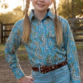 Brigalow Girls Binnaway Blue Paisley Shirt