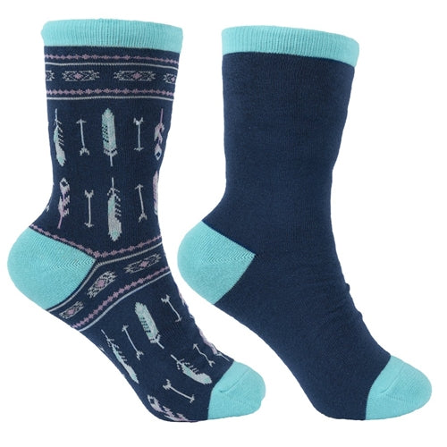 Pure Western Kids Crew Socks - Navy/Turquoise