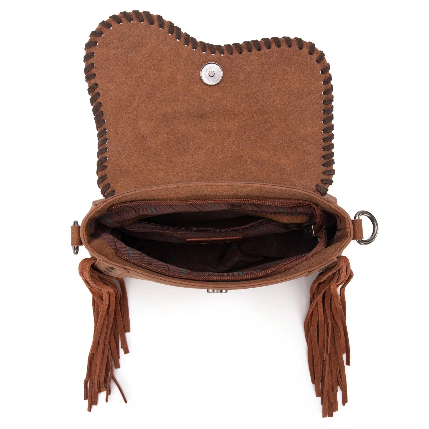 Montana West Tooled Saddle Fringe Crossbody - Brown