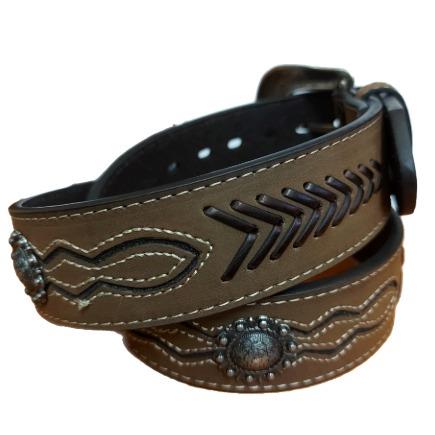 Roper Men Belt Leather Tan Overlay