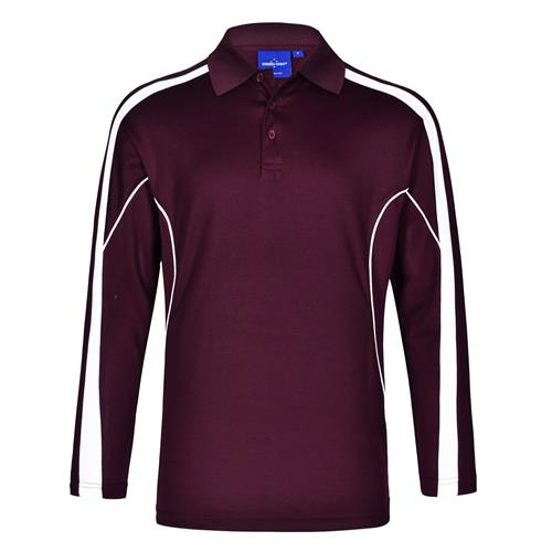 Legend L/S Mens Maroon/White Polo