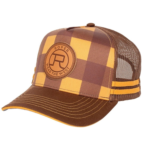 Roper Roper Cap - Trucker - Plaid Mustard/Brown