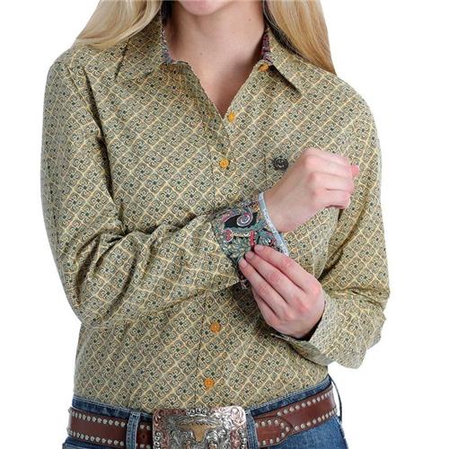 Cinch Women's Yellow Print Shirt