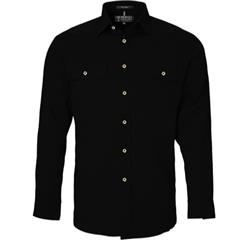 PILBARA COLLECTION Mens Full Button L/S Black