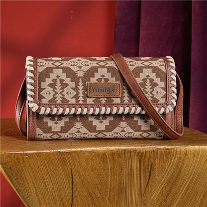 Wrangler Southwestern Print Wallet/Wristlet/Shoulder Bag - Tan