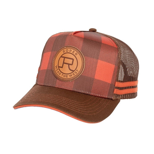 Roper Cap - Trucker Plaid Rust/Brown