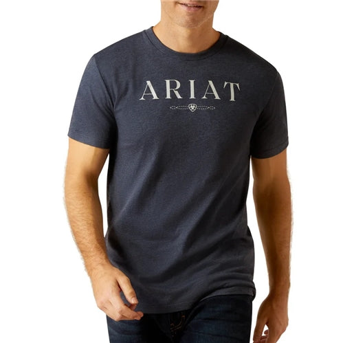 Ariat Mens B&W Logo Tee Navy Heather