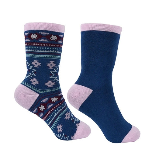 Pure Western Adults Crew Socks - Navy/Pink