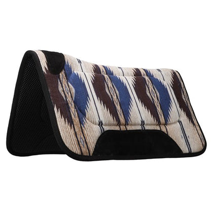 Fort Worth Contoured Saddle Pad Blue/Chocolate 30" x 30"