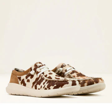 Arait Ladies Hilo tan and white brindle hair on/dark tan suede