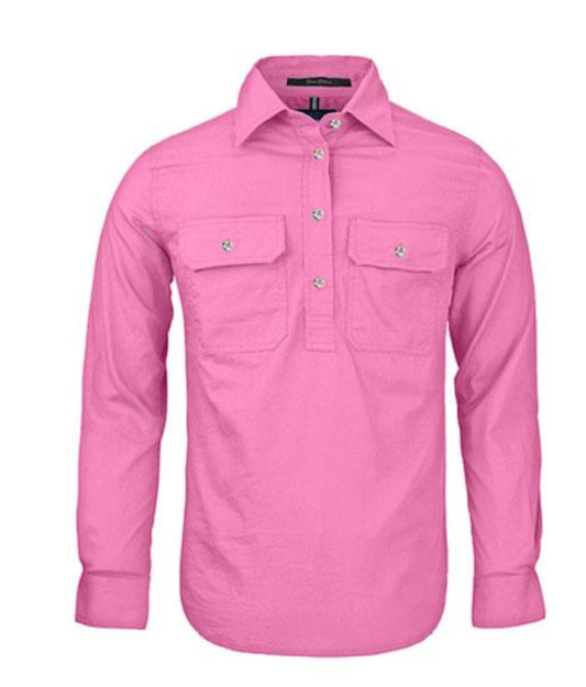 PILBARA COLLECTION Ladies L/S Blush Half Button