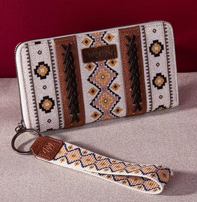 Wrangler Southwestern Art Print Wallet - Coffee