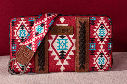 Wrangler Southwestern Art Print Wallet Burgundy