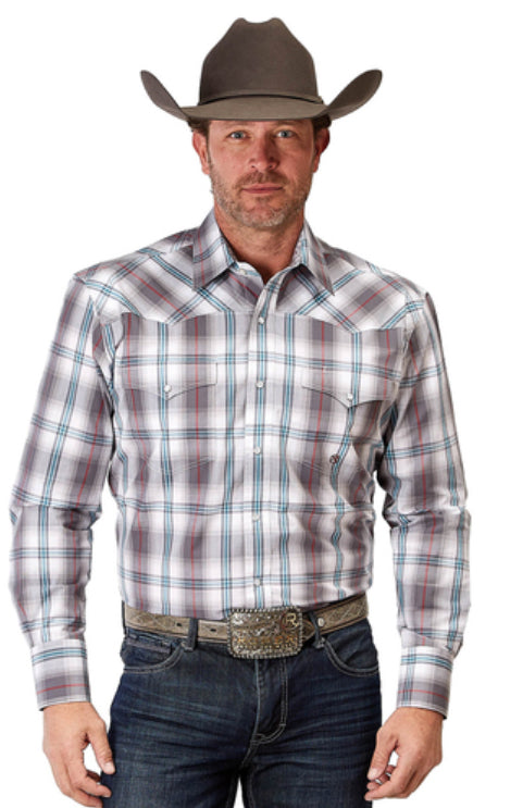 ROPER Men's - Amarillo Collection L/S Shirt Plaid Grey