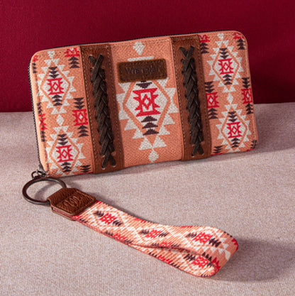 Wrangler Southwestern Art Print Wallet - Orange