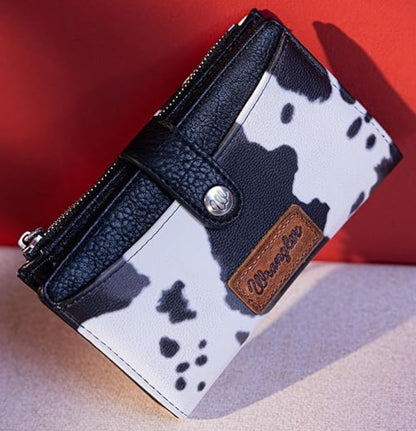 Wrangler Cow Print Bi-Fold Wallet - Black