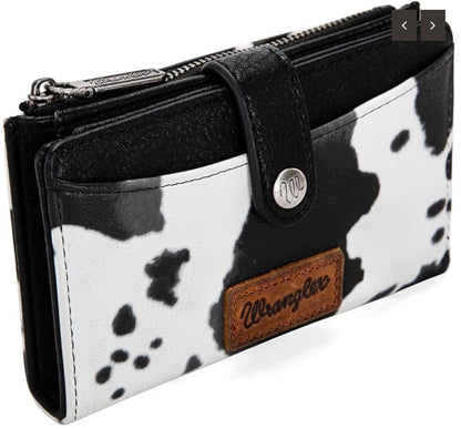 Wrangler Cow Print Bi-Fold Wallet - Black