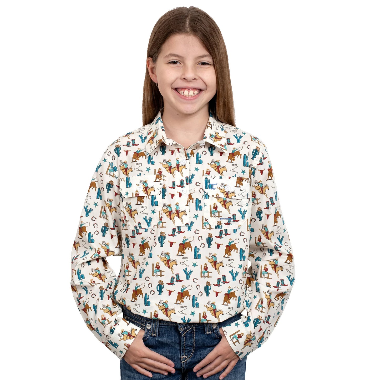 Just Country Girls Harper Work shirt Cream Rodeo Girl