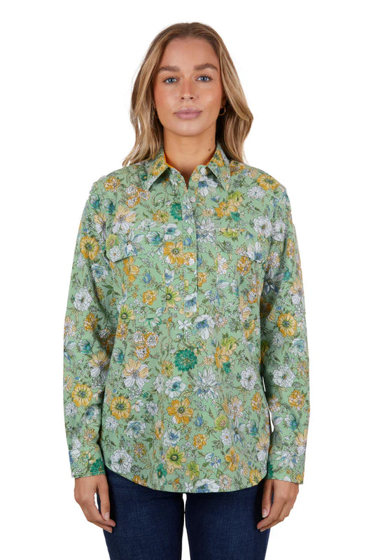 Hard Slog Womens Tui 1/2 Button L/S Shirt