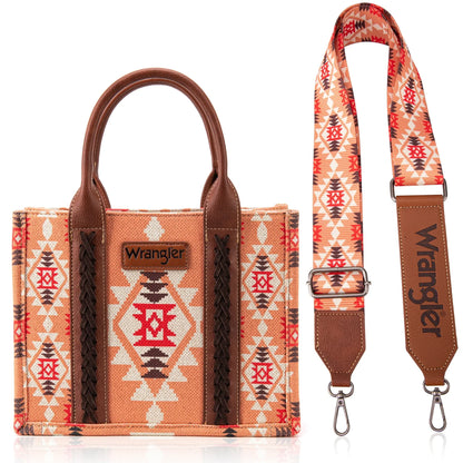 Wrangler Southwestern Print Small Canvas Tote/Crossbody - Apricot