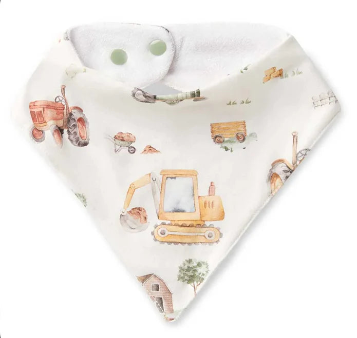 Snuggle Hunny - Diggers & Tractors Organic Dribble Bib