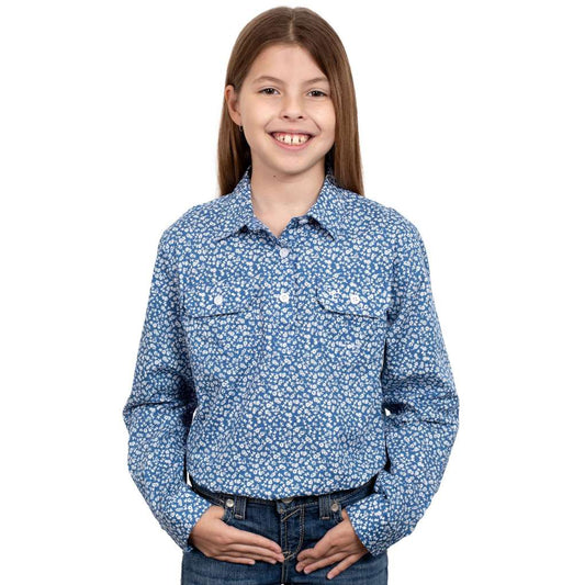 Just Country Girls Harper Work shirt Indigo Mini Floral