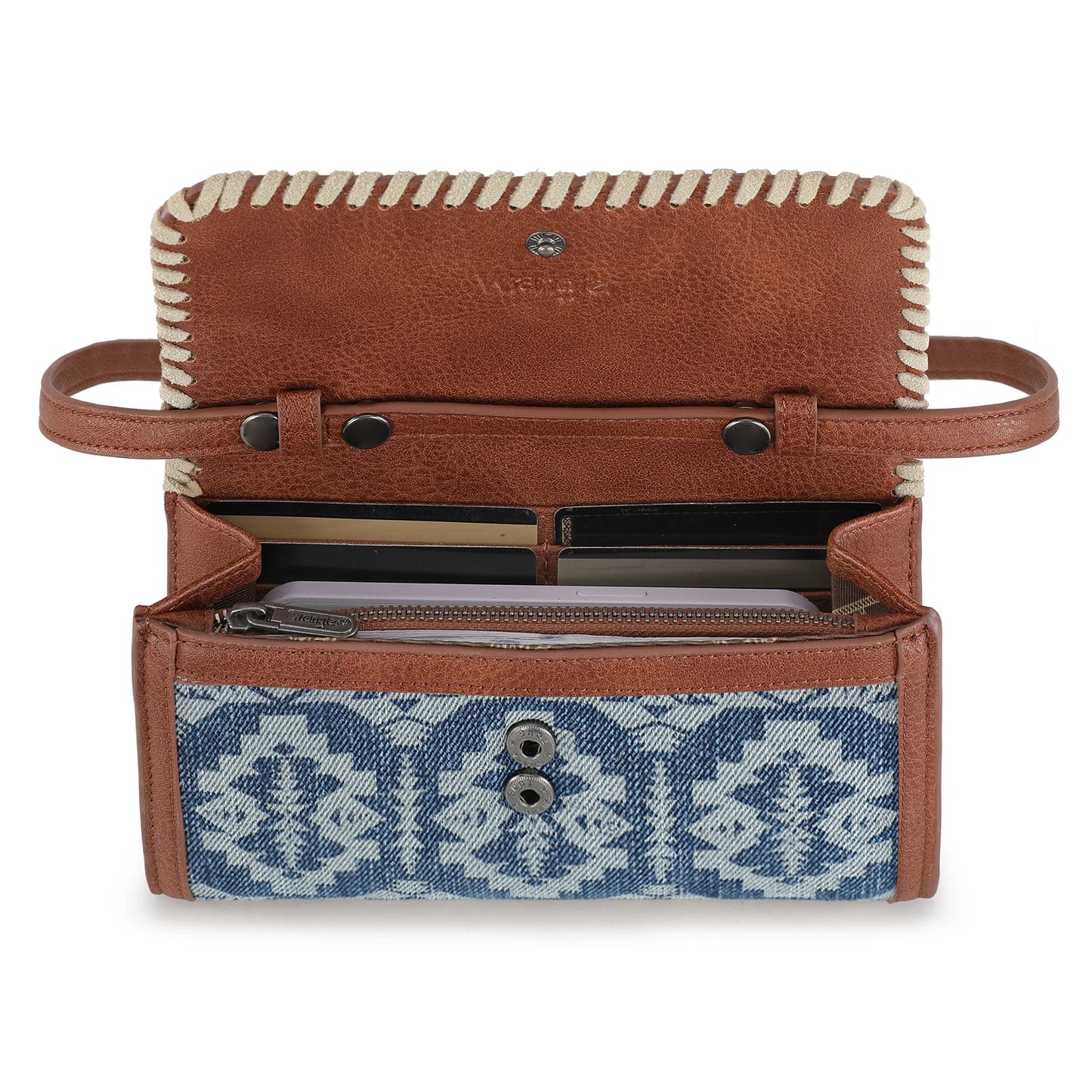 Wrangler Southwestern Print Wallet/Wristlet/Shoulder Bag - Jean