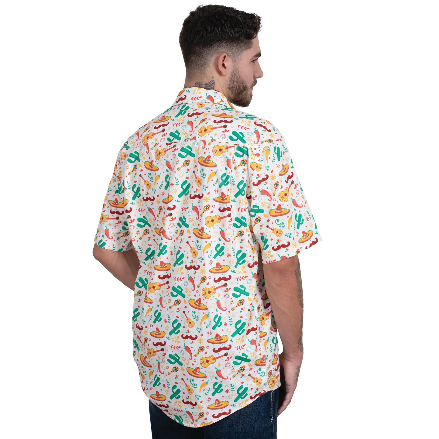 Just Country Men's - Jordan - Full Button - Short Sleeve - White Cactus/Chilli