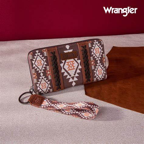 Wrangler Southwestern Art Print Wallet - Coffee