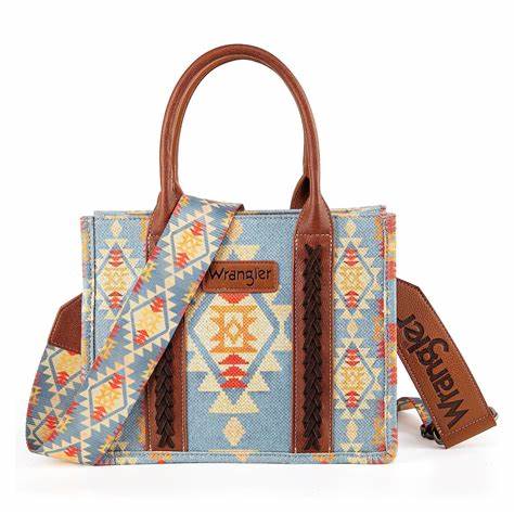 Wrangler Southwestern Print Small Canvas Tote/Crossbody - Brown