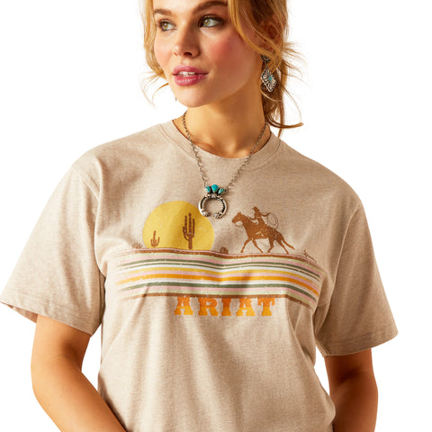 Ariat Womens Cowgirl Desert SS T-Shirt Oatmeal Heather