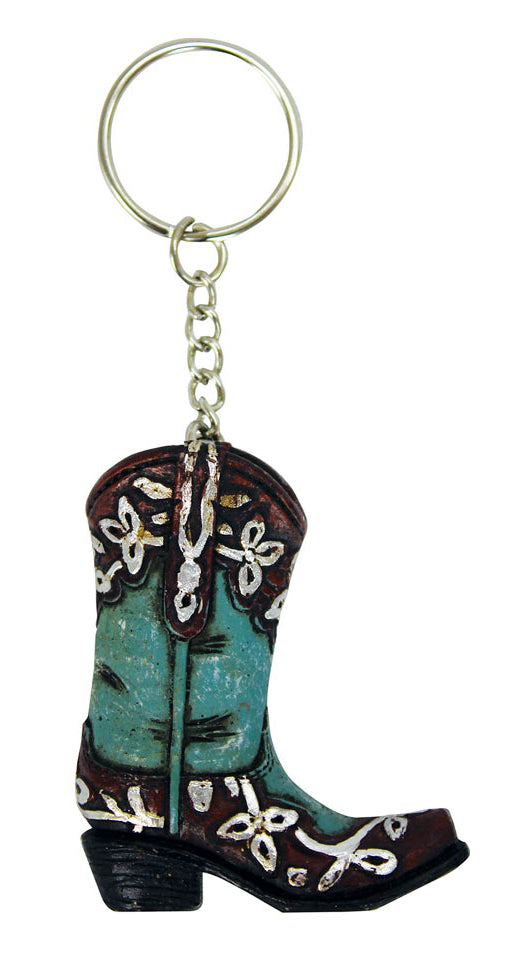 Pure Western Boot Turquoise Keychain