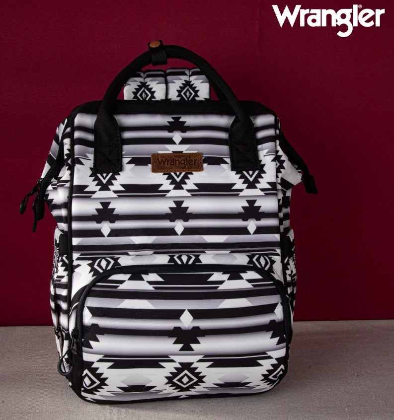 Wrangler Aztec Printed Callie Backpack (Nappy Bag) - Black