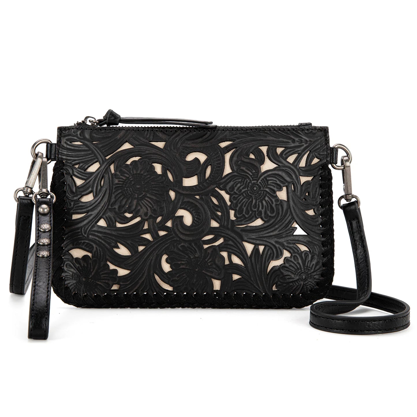 Trinity Ranch Leather Floral Tooled Collection Clutch/Crossbody