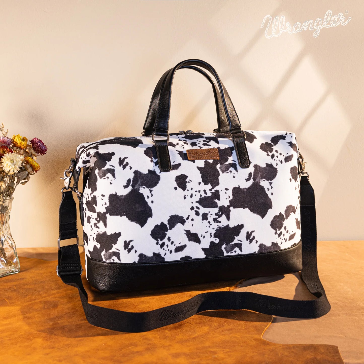 Wrangler Cow Print Collection Weekender Bag -Black