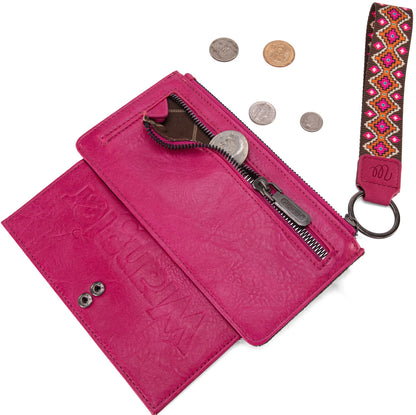 Wrangler Aztec Print Bi-Fold Wallet Wristlet - Hot Pink