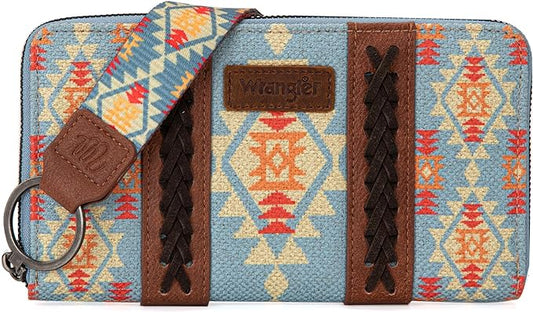 Wrangler Southwestern Art Print Wallet - BLUE