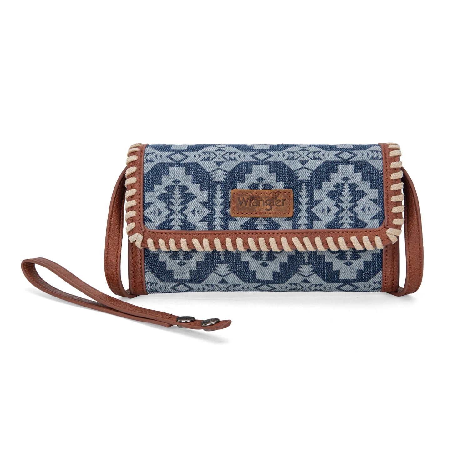 Wrangler Southwestern Print Wallet/Wristlet/Shoulder Bag - Jean