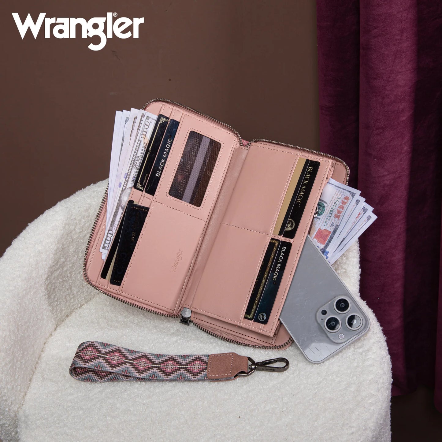 Wrangler Southwestern Art Print Wallet - PINK