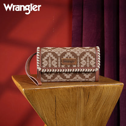 Wrangler Southwestern Print Wallet/Wristlet/Shoulder Bag - Tan